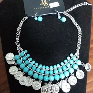 Turquoise Necklace and Earrings Set